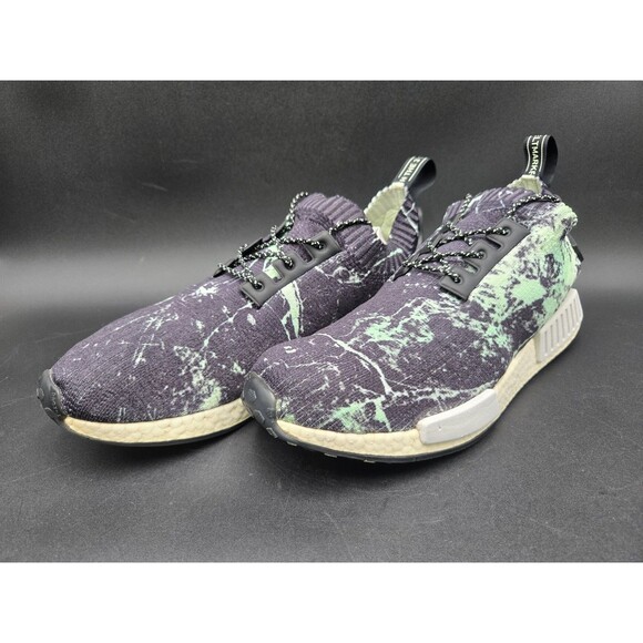 Adidas NMD R1 STLT Primeknit Shoes Mens Size 12 Black Green Marble